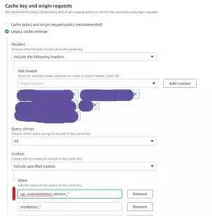 Cookie-ul wp_woocommerce_session în CloudFront